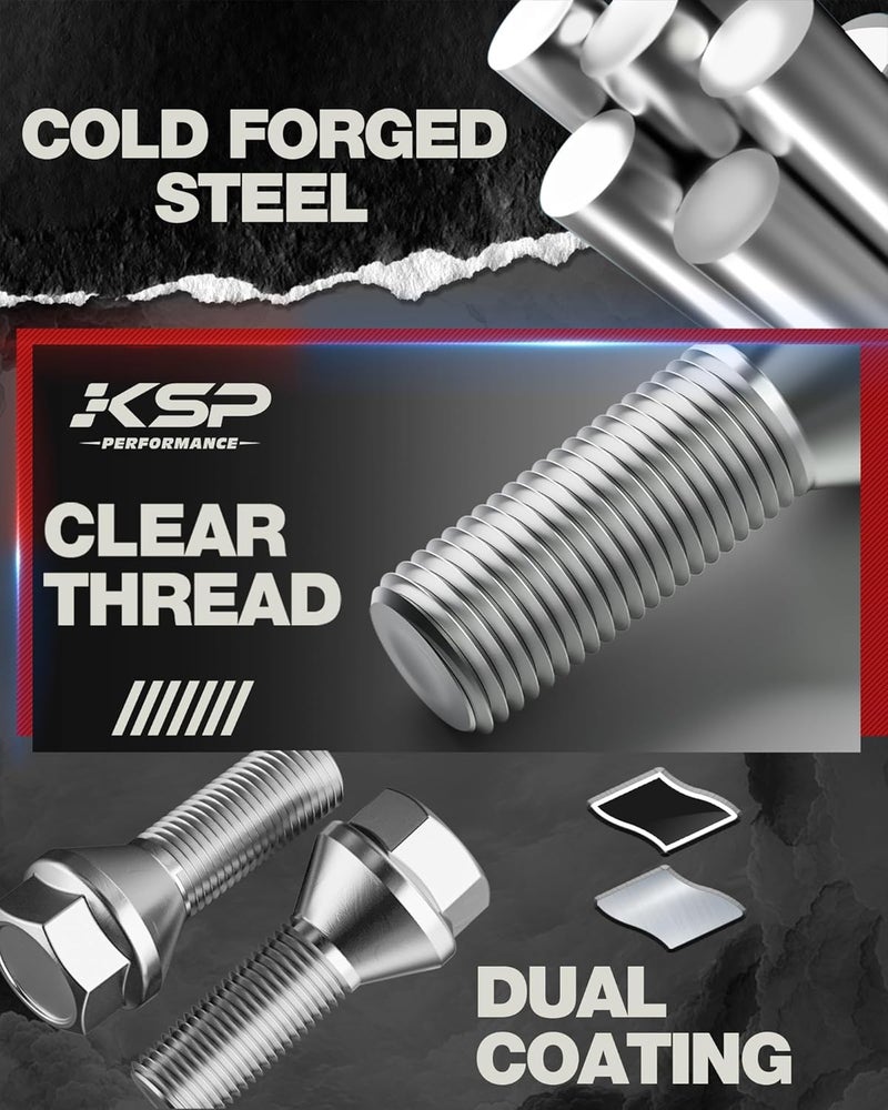 KSP PERFORMANCE KSP M12x1.25 Wheel Lug Bolts, 20PCS Extended OEM/Stock Wheel Studs for 2015-2022 Renegade, 2017-2022 Compass, 2014-2023 Cherokee, 17mm Hex 28mm Shank ET Studs for Dart - Image 4